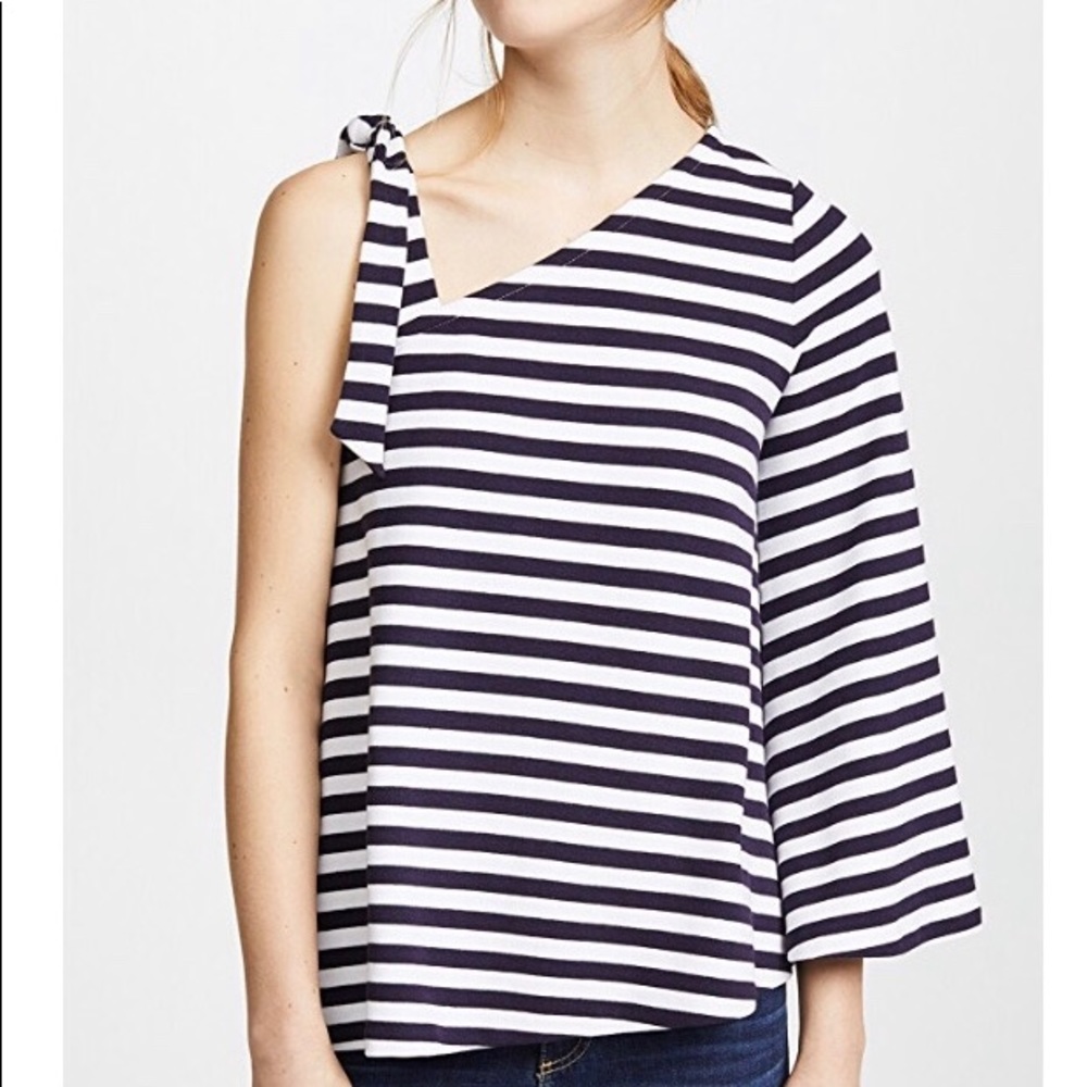 Club Monaco striped knit one shoulder top size L